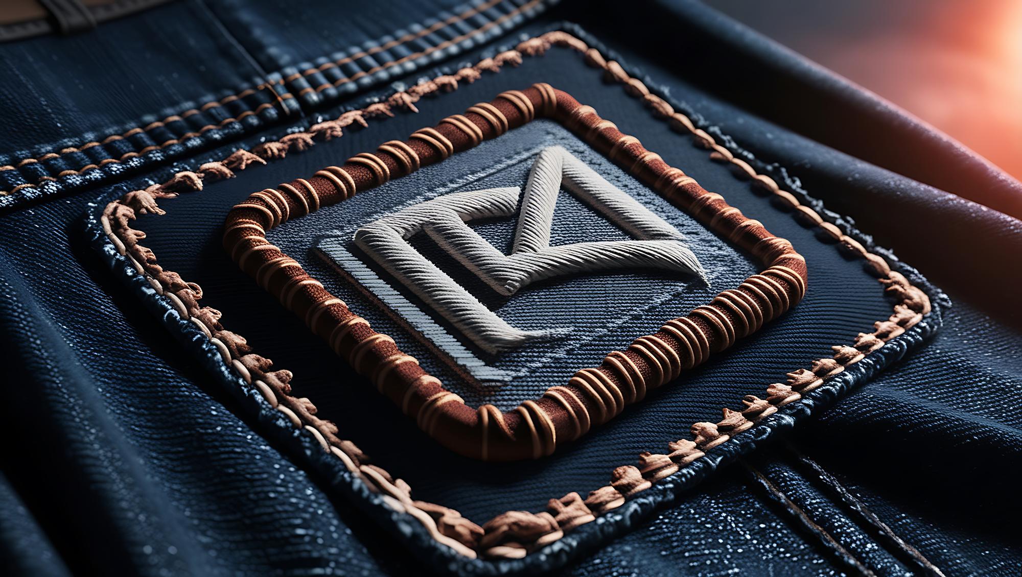 embroidered badge on denim jacket